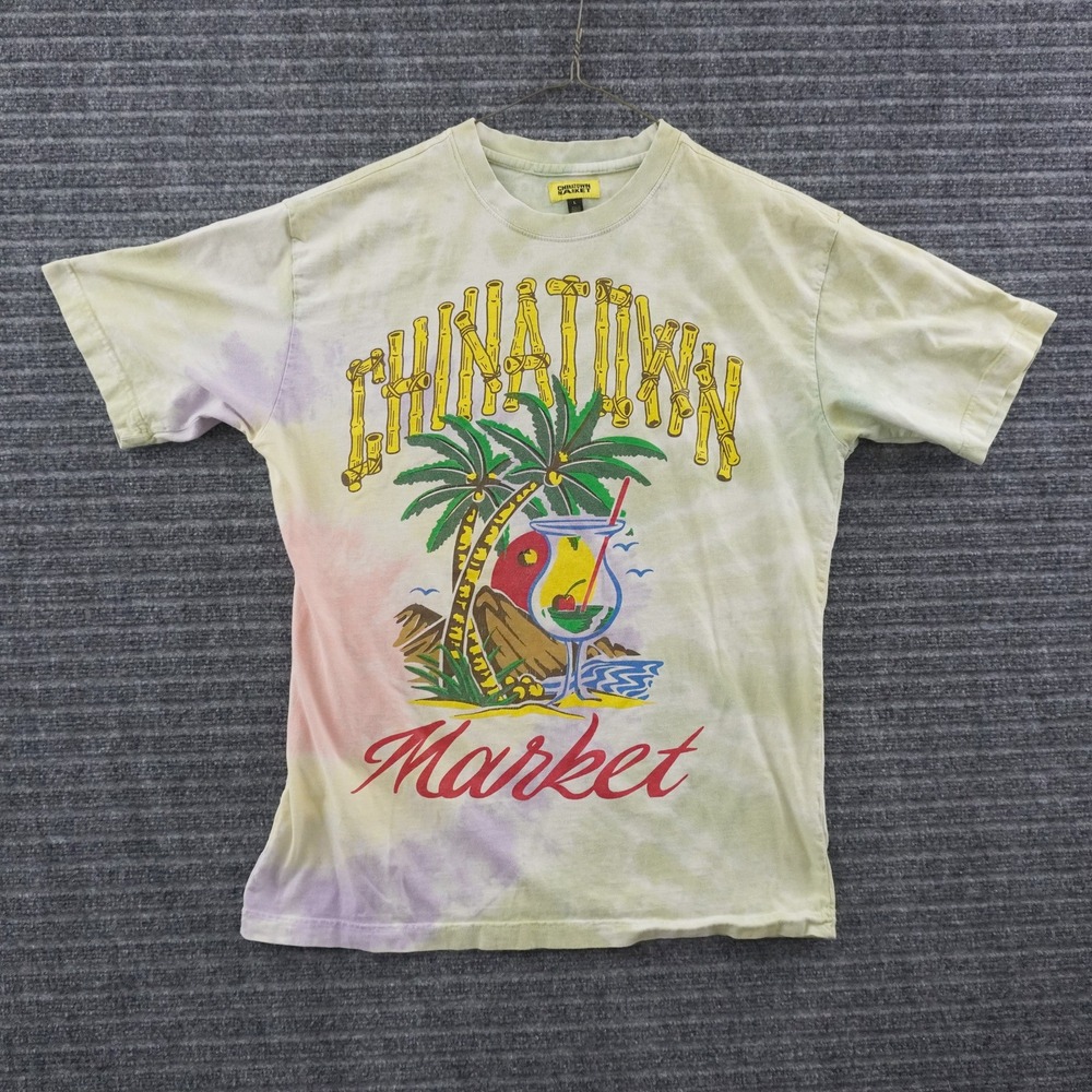 Chinatown Market T-Shirt Mens L Multi-color Tie Dye Tropical Graphic